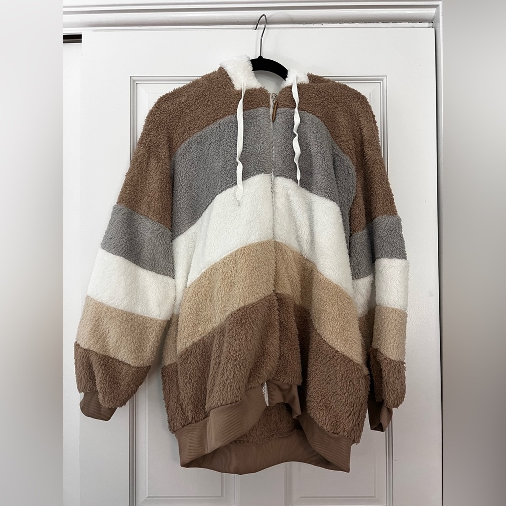 Striped Sherpa Style Jacket